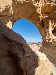 Sandstone Arches natural formations at Timna Park, Israel