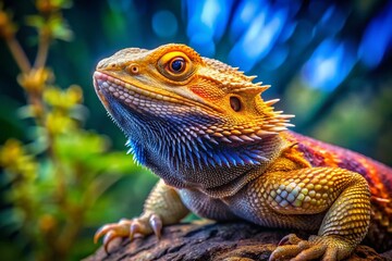 Fototapeta premium Majestic Dragon Bearded Lizard Displaying Unique Scales and Colors in a Natural Environment