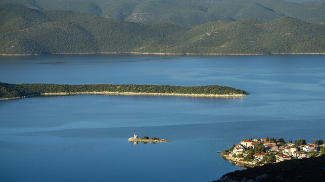 Old small church on a small island near Klek, Dalmatia, Croatia, Europe, Adriatic