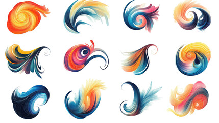 Beautiful Abstract Collection of Swirling Patterns in Vibrant Colors Generative AI