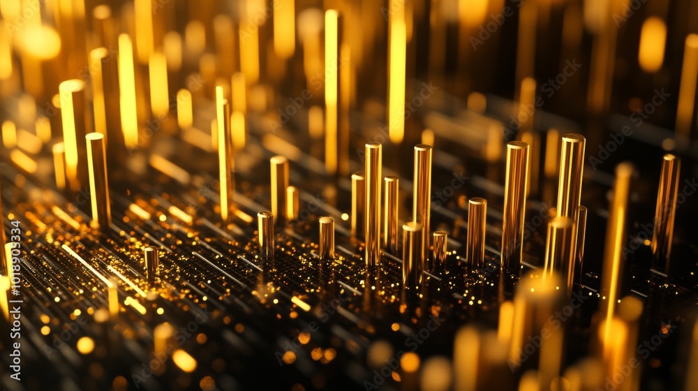 Aufkleber Golden Abstract Digital Art Background with Depth