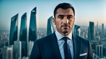 Fototapeta premium businessman in front of building
