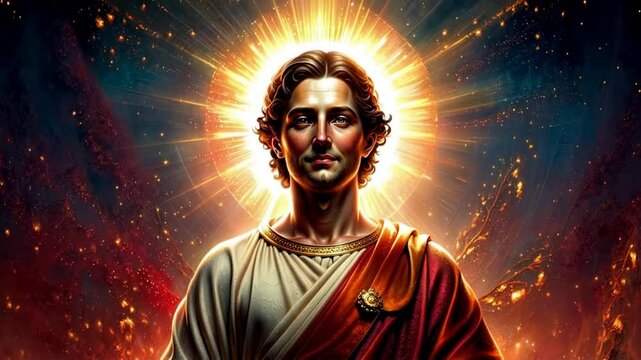 Portrait d'un homme divin avec une aura lumineuse