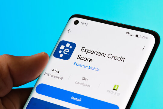 Experian Credit Score app interface on Android phone showcasing free credit report features and personalized financial tips. Stafford, United Kingdom, September 8, 2024..