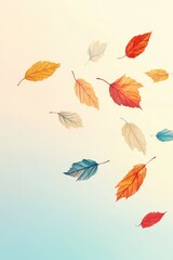 Falling Autumn Leaves in Minimalist Design