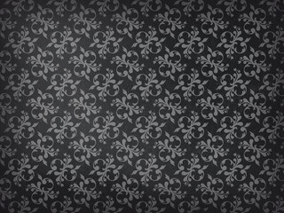 Elegant black and gray floral pattern with intricate designs, perfect for backgrounds or textile applications, adding touch of sophistication to any project.  Seamless Pattern paint lines