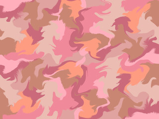 Abstract pink and beige wavy pattern with soft curves and flowing shapes, creating harmonious and artistic design that evokes sense of calm and creativity.  Seamless Pattern paint lines