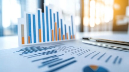 Business Analysis with Charts and Graphs on Table