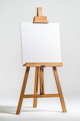 Wooden Easel with Blank Canvas in Sunlit Studio