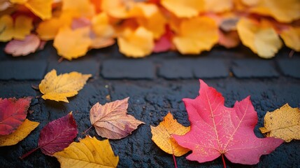 Colorful autumn leaves scattered on the ground