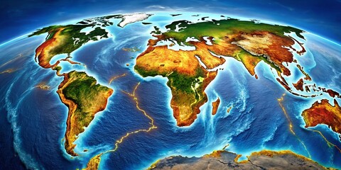 Major Fault Lines of the World Highlighting Seismic Activity in Earth's Geological Structure