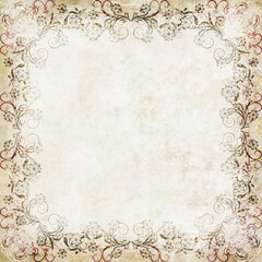 Old paper with decorative floral frame