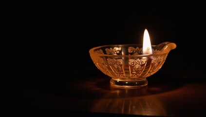 Fototapeta premium Diwali diya oil lamp isolated against the backdrop of the Festival of Lights