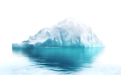 Fototapeta premium An iceberg visible above and below water on a clear blue background, illustrating the concept of hidden depth design