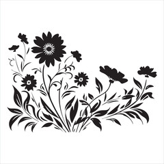 illustration of a rose, flower, floral, vector, design, pattern, decoration, nature, illustration, leaf, flowers, element, ornament, art, plant, frame, spring, tattoo, silhouette, wallpaper, black, de