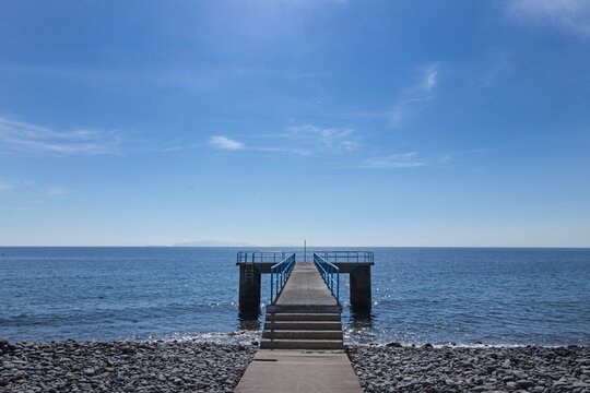 Pier. Coast and beach. Ocean. City of Santa Cruz Madeira Portugal.