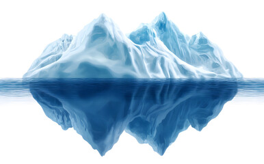 Fototapeta premium An iceberg visible above and below water on a clear blue background, illustrating the concept of hidden depth design