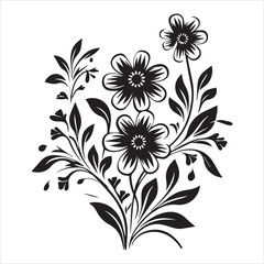 illustration of a rose, flower, floral, vector, design, pattern, decoration, nature, illustration, leaf, flowers, element, ornament, art, plant, frame, spring, tattoo, silhouette, wallpaper, black, de