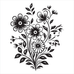 illustration of a rose, flower, floral, vector, design, pattern, decoration, nature, illustration, leaf, flowers, element, ornament, art, plant, frame, spring, tattoo, silhouette, wallpaper, black, de