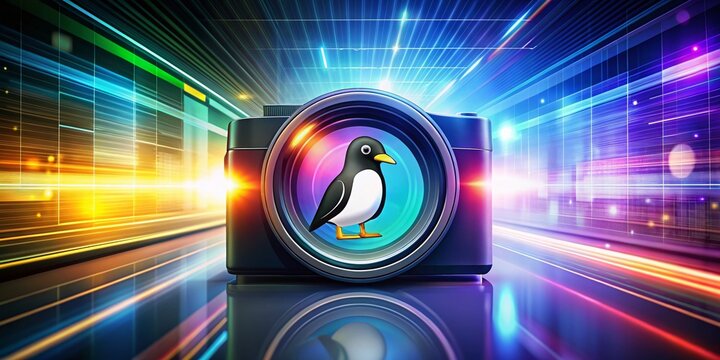 Minimalistic Linux Icon on a Modern Digital Background Representing Open Source Software Concept