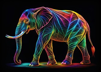 Fototapeta premium Minimalist Outline Drawing of an Elephant with Elegant Lines and Simple Artistic Design Elements