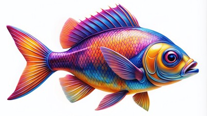 Fototapeta premium Minimalist Outline Illustration of a Fish on a Transparent Background for Creative Projects and Designs