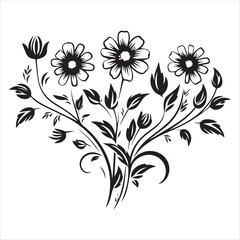 illustration of a rose, flower, floral, vector, design, pattern, decoration, nature, illustration, leaf, flowers, element, ornament, art, plant, frame, spring, tattoo, silhouette, wallpaper, black, de