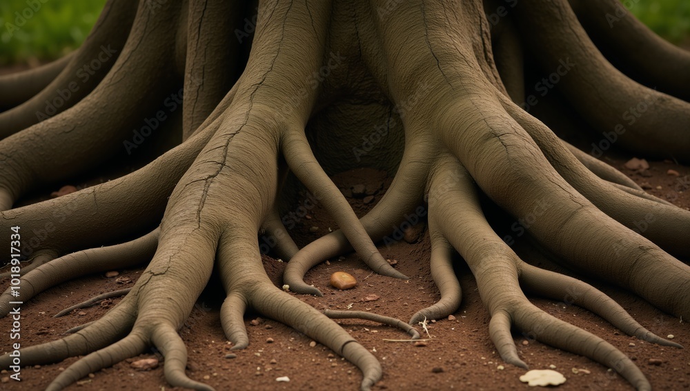 Fototapete technology-inspired rendering of a tree of life featuring intricate roots