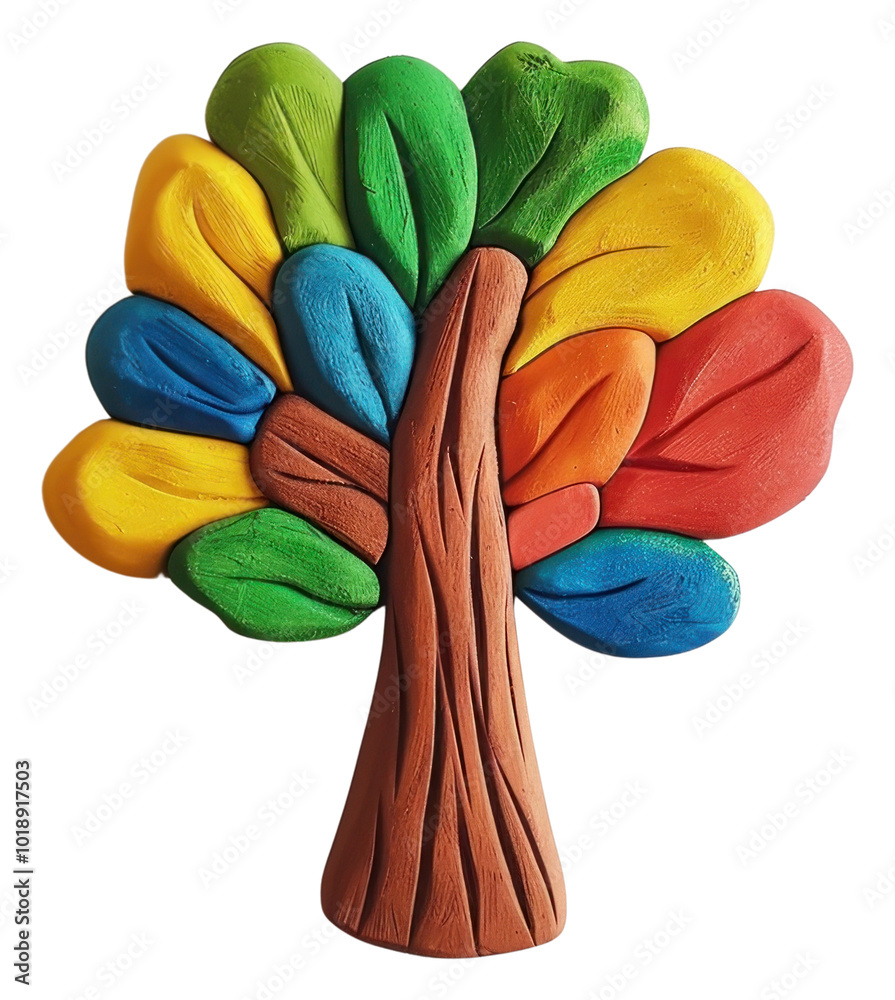 Wall mural PNG  Plasticine of tree craft art toy.