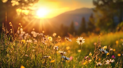 Naklejka premium field of daisies
