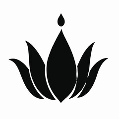 A black lotus flower silhouette with three petals