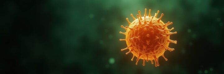 A vivid representation of a cancer cell, symbolizing the ongoing battle against cancer. Perfect for healthcare, research, and awareness campaigns.