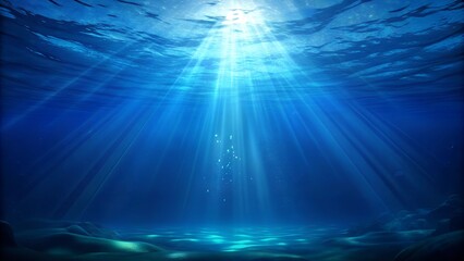 Obraz premium Underwater scene with sunlight rays penetrating the ocean