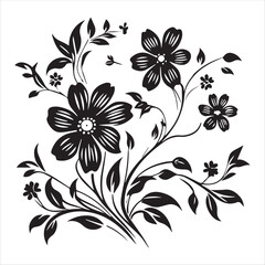 illustration of a rose, flower, floral, vector, design, pattern, decoration, nature, illustration, leaf, flowers, element, ornament, art, plant, frame, spring, tattoo, silhouette, wallpaper, black, de