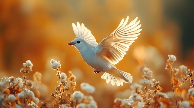 white dove in flight