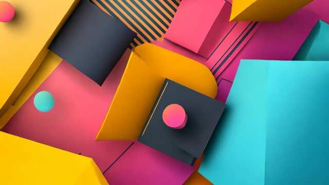 Colorful 3d shapes morphing and transforming