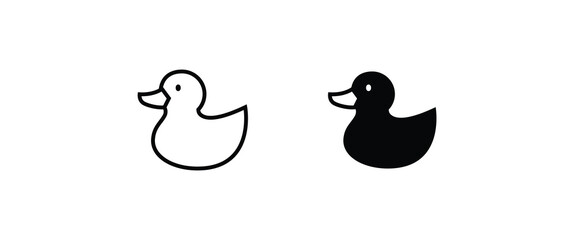 Rubber duck icon duckling. Children's bath toy . bird, farm animal line and flat icons set, editable stroke isolated on white, linear vector outline illustration, symbol logo design style