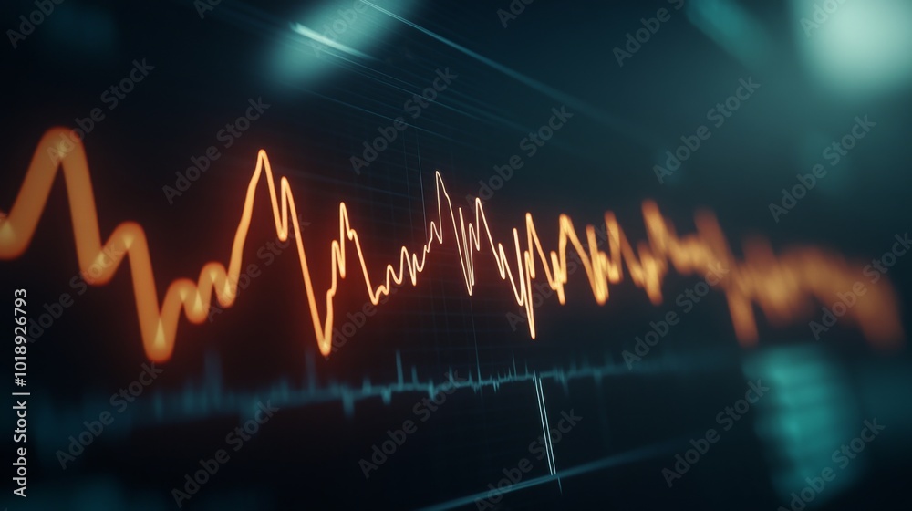 Poster dynamic digital waveforms in abstract visualization