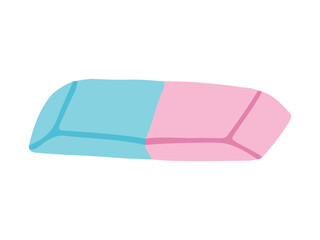 Dual-Color Eraser in Blue and Pink Isolated on a White Background. Concept of School Supplies, Art Tools, Stationery Essentials, Classroom Accessories. Design element
