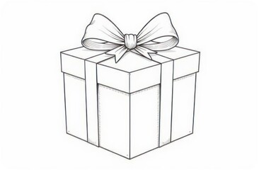 Obraz premium black linear sketch of a gift ribbon bow isolated on a white background