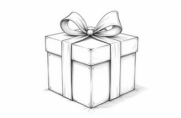 Obraz premium black linear sketch of a gift ribbon bow isolated on a white background