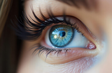 Fototapeta premium close up of woman eye with long lashes.