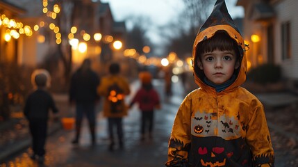 Portrait of a little boy in a Halloween costume
