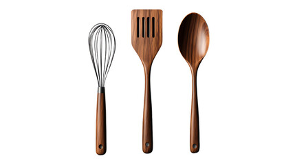 Set of kitchen utensils on a white isolated background.