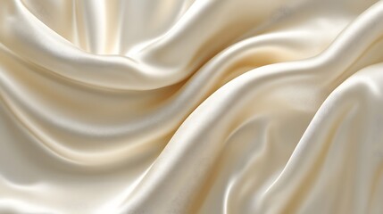 Obraz premium A top view of an elegant, textured beige fabric with subtle folds and creases