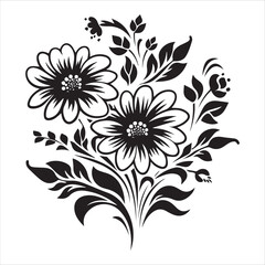 illustration of a rose, flower, floral, vector, design, pattern, decoration, nature, illustration, leaf, flowers, element, ornament, art, plant, frame, spring, tattoo, silhouette, wallpaper, black, de