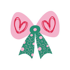 A textured vintage bow or ribbon in a flat vector style