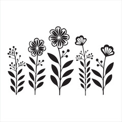 illustration of a rose, flower, floral, vector, design, pattern, decoration, nature, illustration, leaf, flowers, element, ornament, art, plant, frame, spring, tattoo, silhouette, wallpaper, black, de