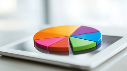 Fototapeta premium Colorful pie chart on tablet for data analysis