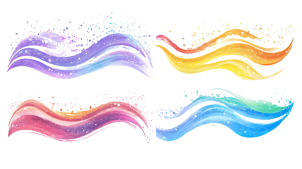 Vibrant Rainbow Waves Depicting Colorful Paint Splashes Collection Generative AI